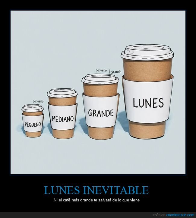 Lunes,Caf&eacute;,Crecimiento,Realidad,Desmoralizaci&oacute;n