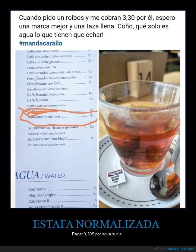 estafa,caf&eacute;,agua,camarero,decepcionar