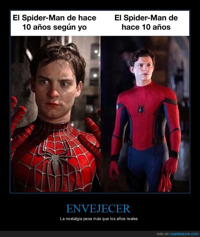 envejecimiento,nostalgia,Spider-Man,generaciones,tiempo