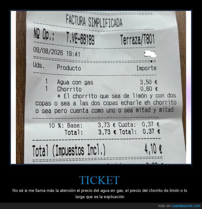 factura,precio,restaurante,estafa,lim&oacute;n