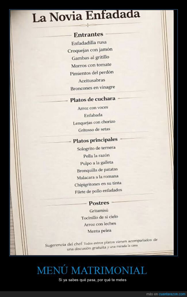 bodas,restaurante,enfado,matrimonio,men&uacute;