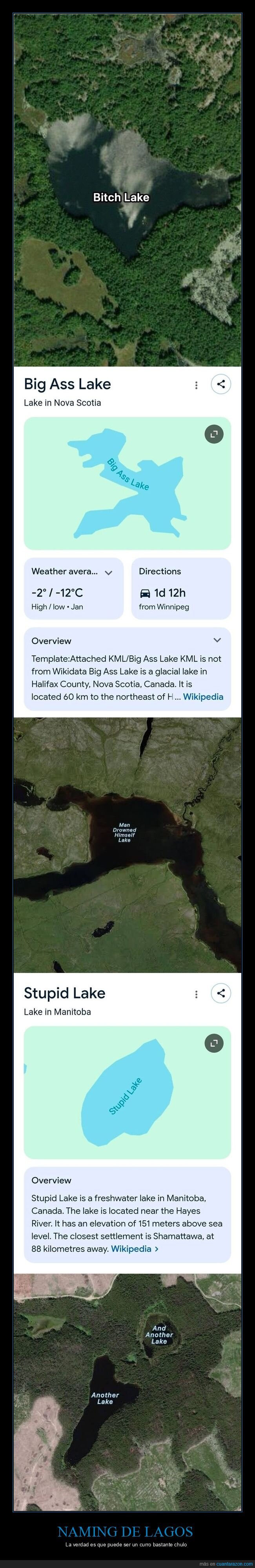 Canad&aacute;,lagos,geograf&iacute;a,nomenclatura,absurdo