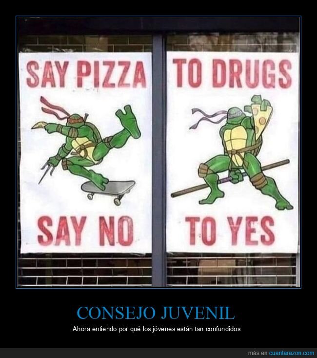 tortugas,pizza,drogas,consejo,absurdo