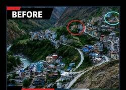 Enlace a Antes y después de la inundación causada por el colapso de un glaciar el 26 de agosto en Nepal.