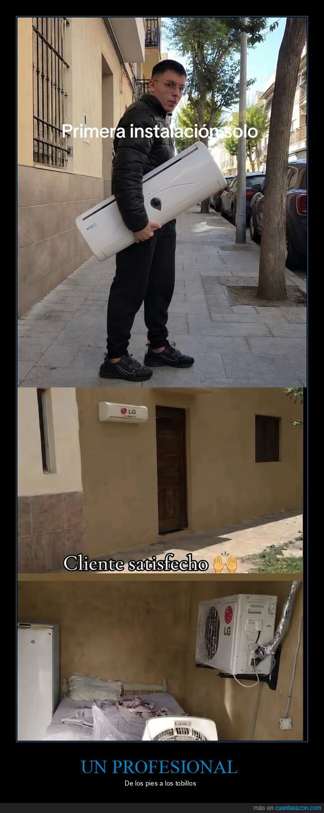 instalaci&oacute;n,aire acondicionado,improvisaci&oacute;n,profesionalismo,desastre