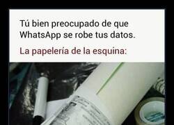 Enlace a Preocupado por WhatsApp mientras tu DNI hace de separador de folios en la papelería