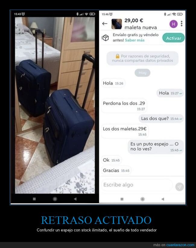 maleta,espejo,wallapop,estafa,reflejo