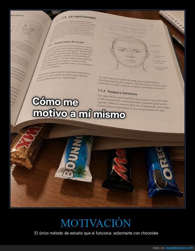 estudiar,chocolate,libro,motivaci&oacute;n,procrastinaci&oacute;n
