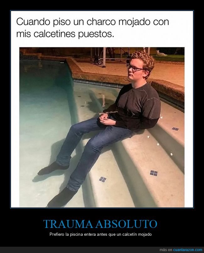 calcetines,piscina,trauma,incomodidad,desastre