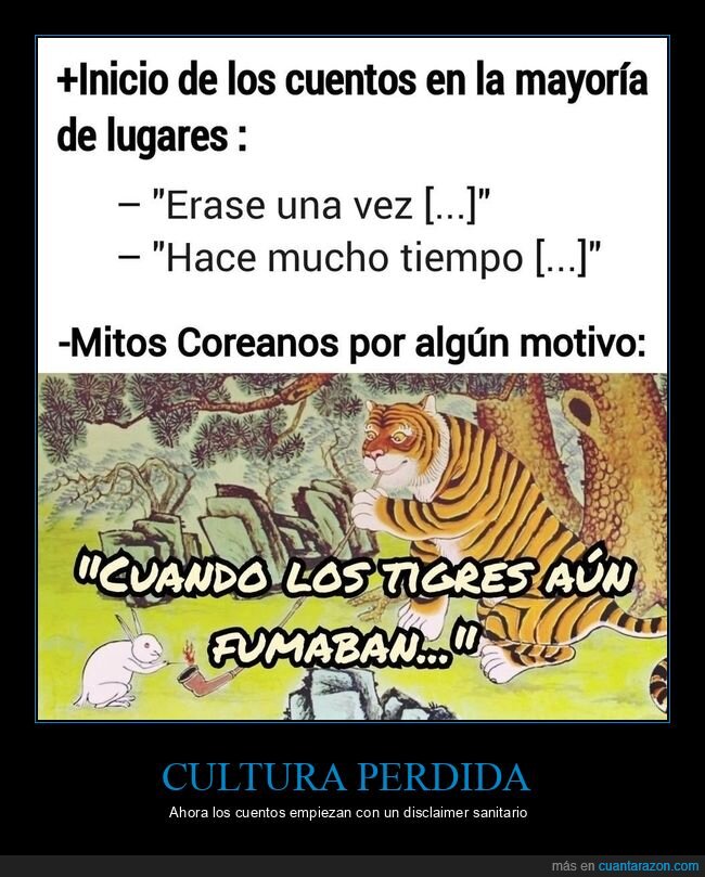 mitos,Corea,tigre,fumar,cuentos
