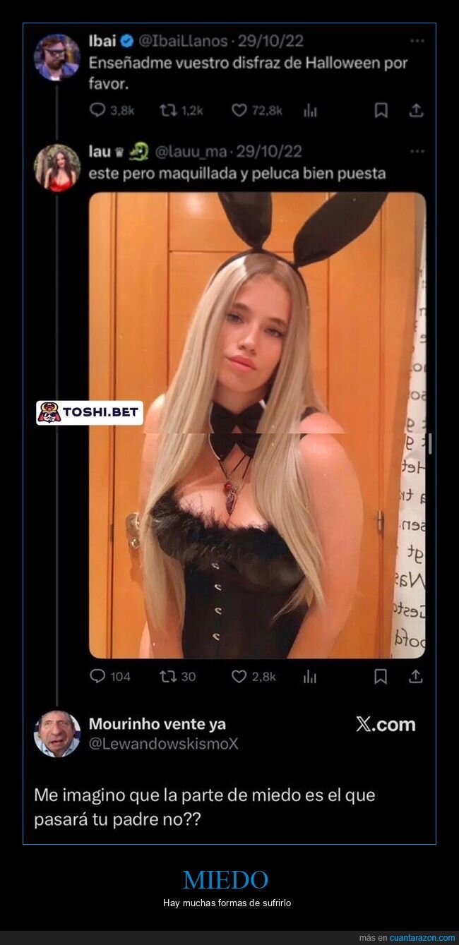 disfraz,conejita,halloween,padre,miedo