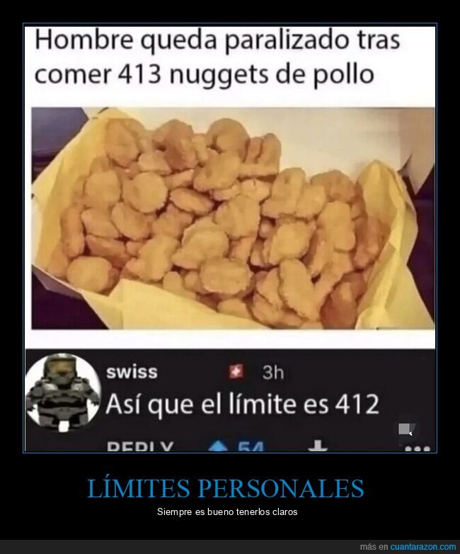 nuggets,pollo,l&iacute;mite,exceso,comentarios