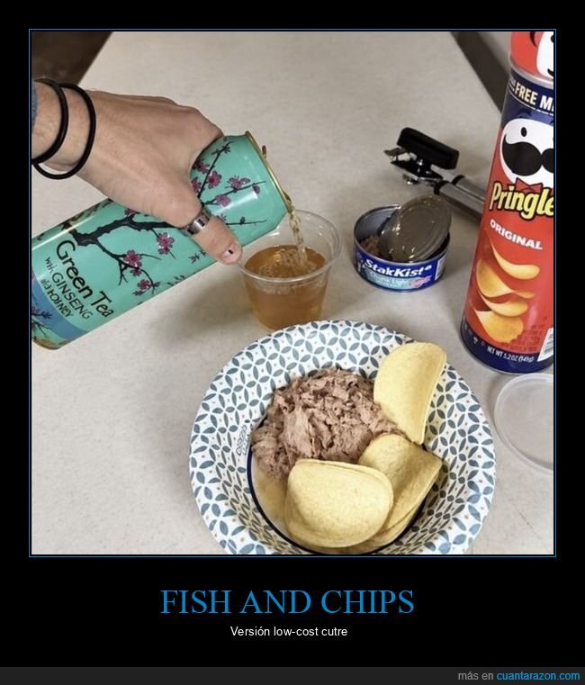 at&uacute;n,pringles,t&eacute;,improvisaci&oacute;n,lata