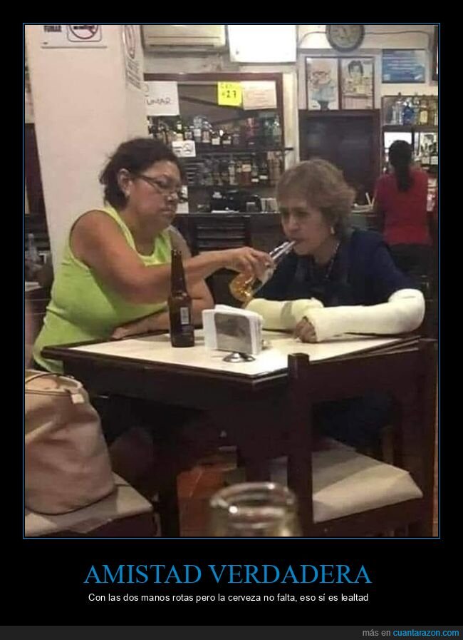 amistad,cerveza,escayola,lealtad,bar