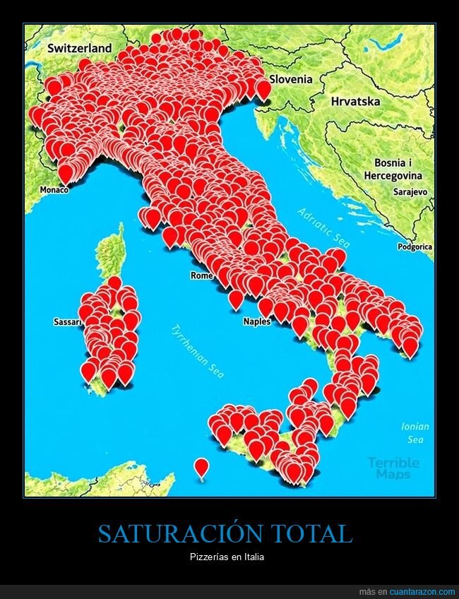 Italia,pizzer&iacute;as,mapa,gastronom&iacute;a,densidad