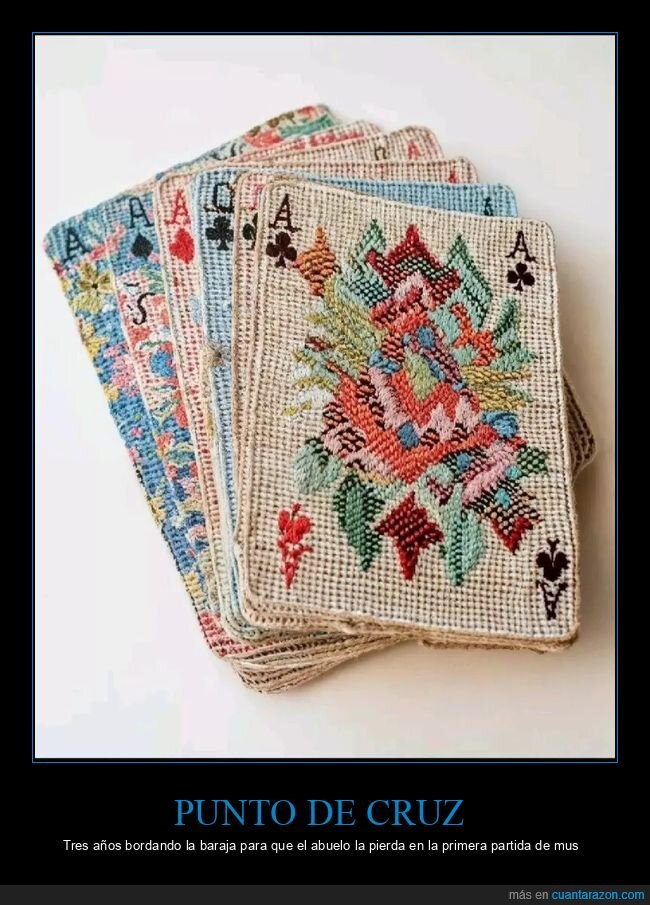 cartas,bordado,artesan&iacute;a,naipes,costura