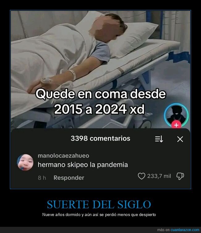 coma,pandemia,hospital,comentarios,suerte