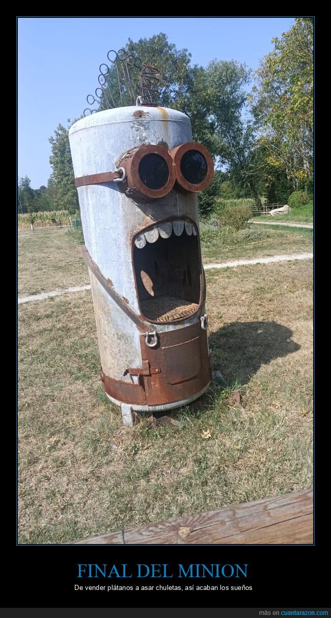 minion,barbacoa,metal,jard&iacute;n,reciclaje