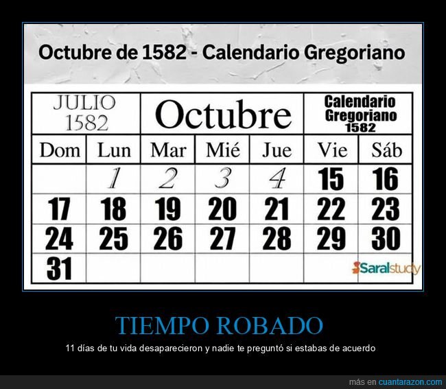 calendario,octubre,historia,gregoriano,1582