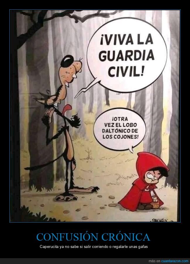 lobo,caperucita,daltonismo,bosque,vi&ntilde;eta