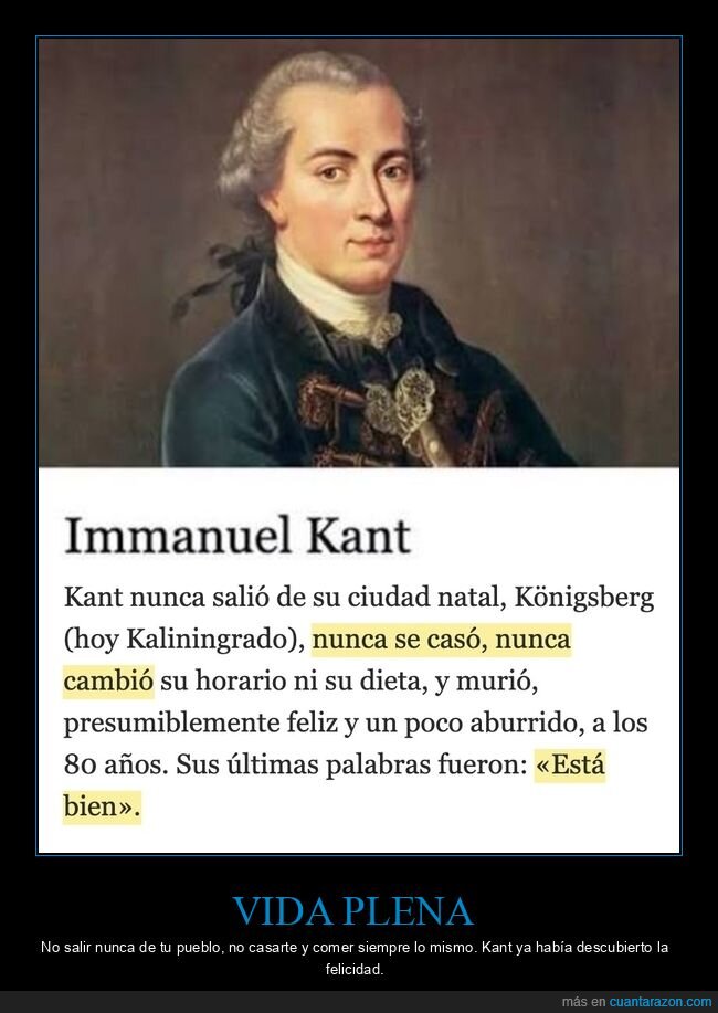 kant,filosof&iacute;a,felicidad,rutina,&uacute;ltimas palabras