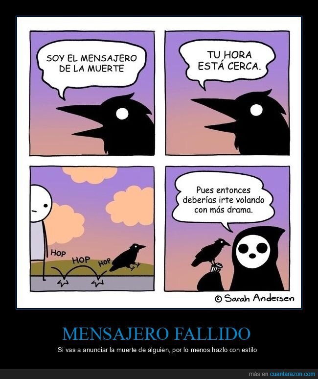 cuervo,muerte,mensajero,comic,Sarah Andersen