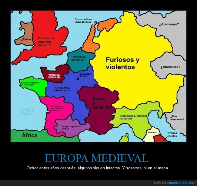 estereotipos,Europa,mapa,medieval,nacionalismo