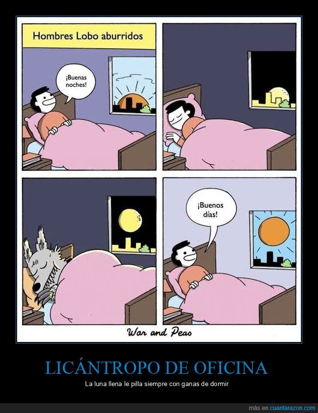 hombrelobo,rutina,sue&ntilde;o,comic,nocturno