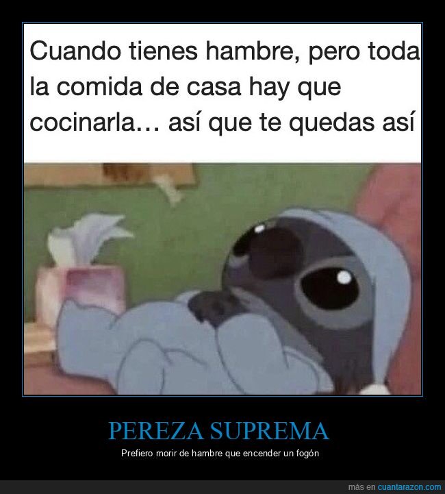 hambre,pereza,cocinar,Stitch,cansancio