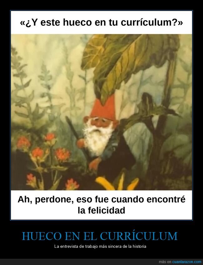 curr&iacute;culum,entrevista,trabajo,gnomo,felicidad