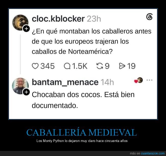 caballeros,monty python,cocos,historia,threads
