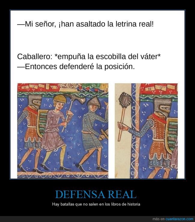 caballero,letrina,escobilla,medieval