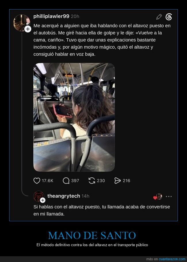 autob&uacute;s,altavoz,tel&eacute;fono,venganza,threads