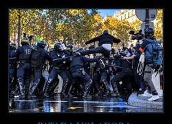 Enlace a Una patada voladora contra los antidisturbios en las protestas de París