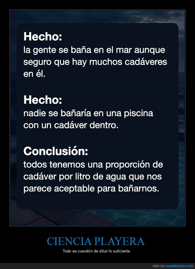 playa,piscina,cad&aacute;veres,humor negro,l&oacute;gica