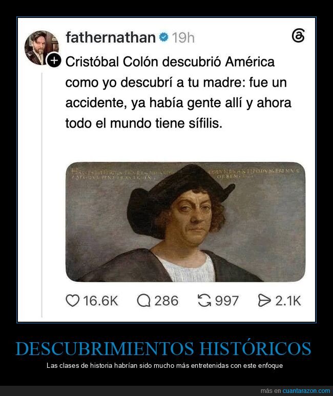 historia,Col&oacute;n,Am&eacute;rica,humor negro,tuit