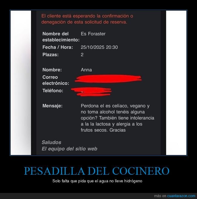 reserva,celiaco,vegano,cocinero,restaurante