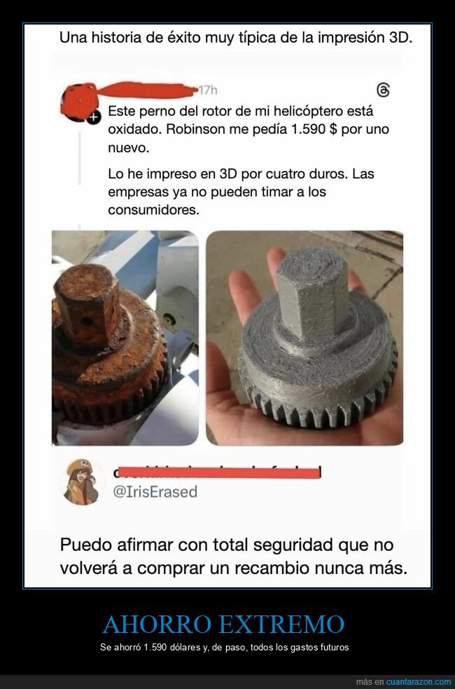 impresi&oacute;n 3d,helic&oacute;ptero,humor negro,ahorro,threads