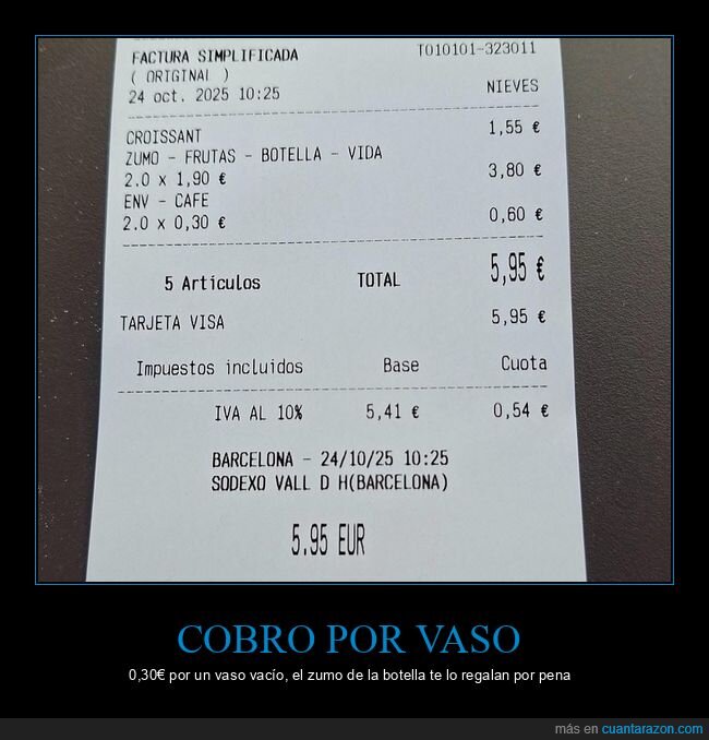 cafeteria,factura,zumo,vaso,Barcelona