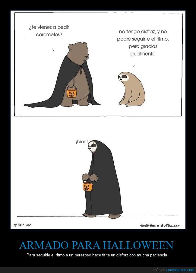 perezosos,osos,halloween,disfraces,vi&ntilde;etas