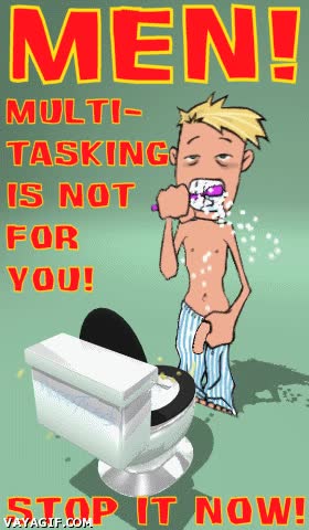 tiempo,multitasking,mismo,mear,lavar,hombre,dientes,cosas
