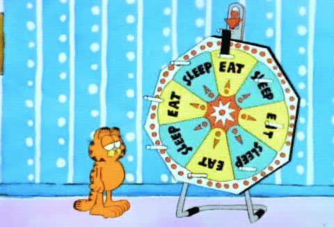 ruleta,garfield,dormir,comer