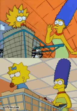 Marge,Maggie simpsons,despues,carro,bebe,antes