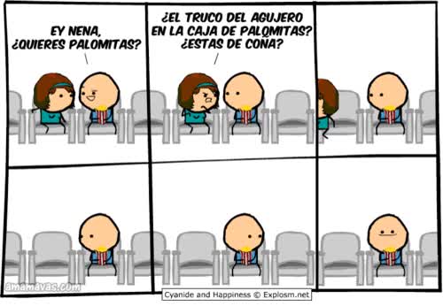 cine,cyanide and happiness,palomitas