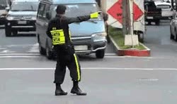 Agente,transito,bailar,alegre