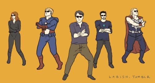 gangnam style,avengers,thor,iron man,hulk,capitan america