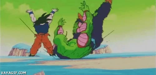 dragon ball,Goku,DBZ,Piccolo,Te tengo,Golpe,Caída