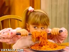 tele,comiendo,espaguetis,ni&ntilde;a,comer,expresion