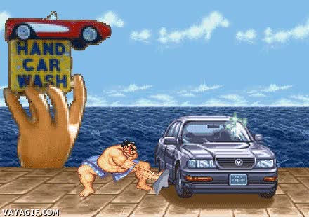 bonus pantalla,coche,limpiar,lavar,street fighter,dar cera pulir cera