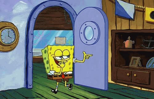 saliendo,salir,puerta,fiesta,bob esponja,like a boss,trabajo,expresiones
